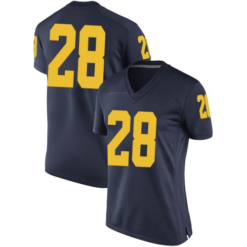Christian Turner Michigan Wolverines Women's NCAA #28 Navy Game Brand Jordan College Stitched Football Jersey ROX1754TY